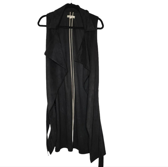 Alythea suede long  belted cardigan vest. - Picture 8 of 16